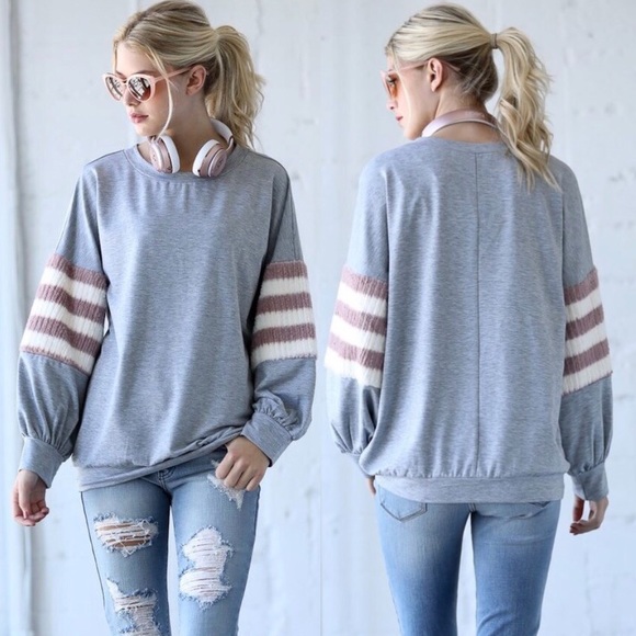 🏆HOST PICK🏆❕GREY❕Stripes Sleeve grey/mocha - Picture 3 of 5